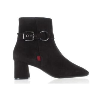 Marc Joseph Madison Boots 7.5 Black Suede NWT Heel Buckle Capsule Academia Prep